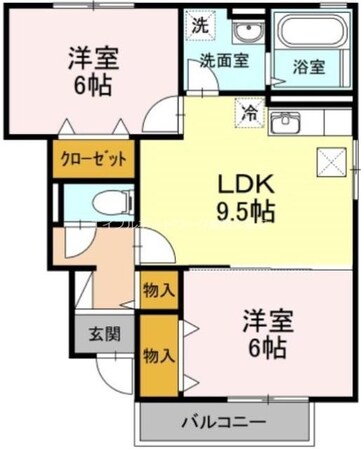 ラルジュ福岡屋　B棟の物件間取画像